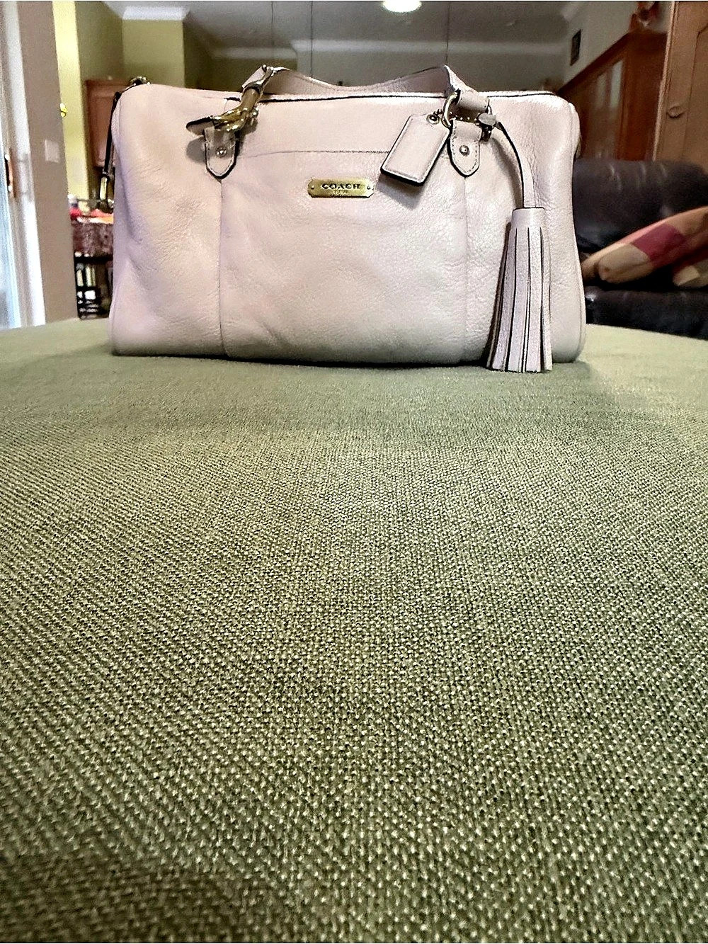COACH Avery Cream Pebbled Leather Satchel Bag F26121